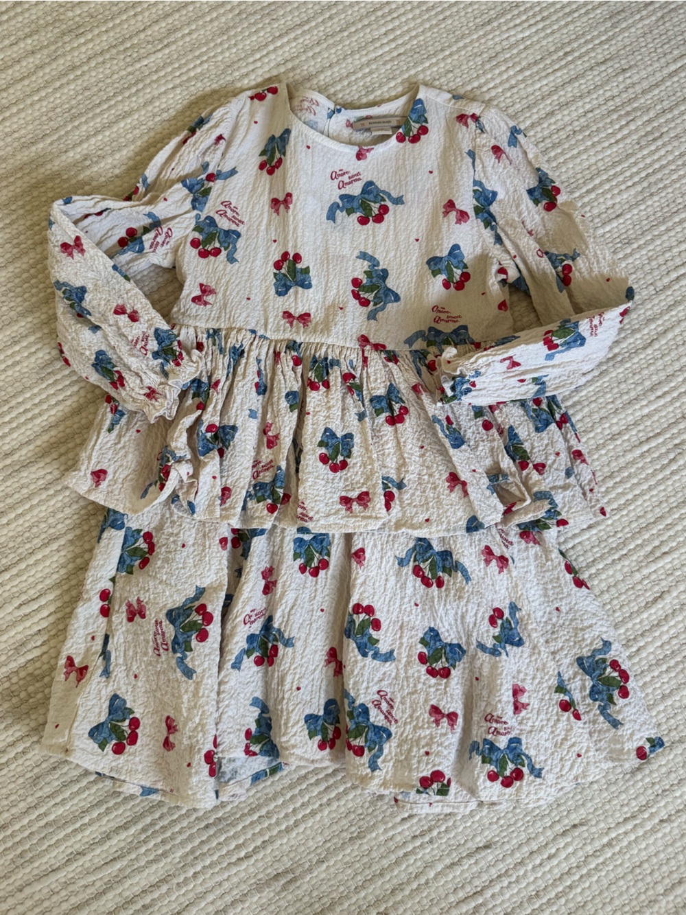 Konges Cream Floral Cherry Dress - 5-6Y